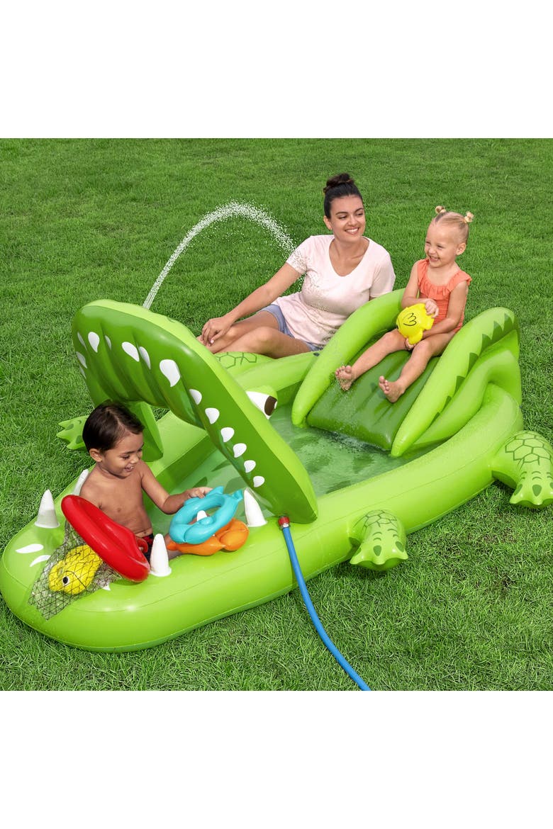 Inflatable Water Play Center & Pool, Later Gator, Alternate, color, Green