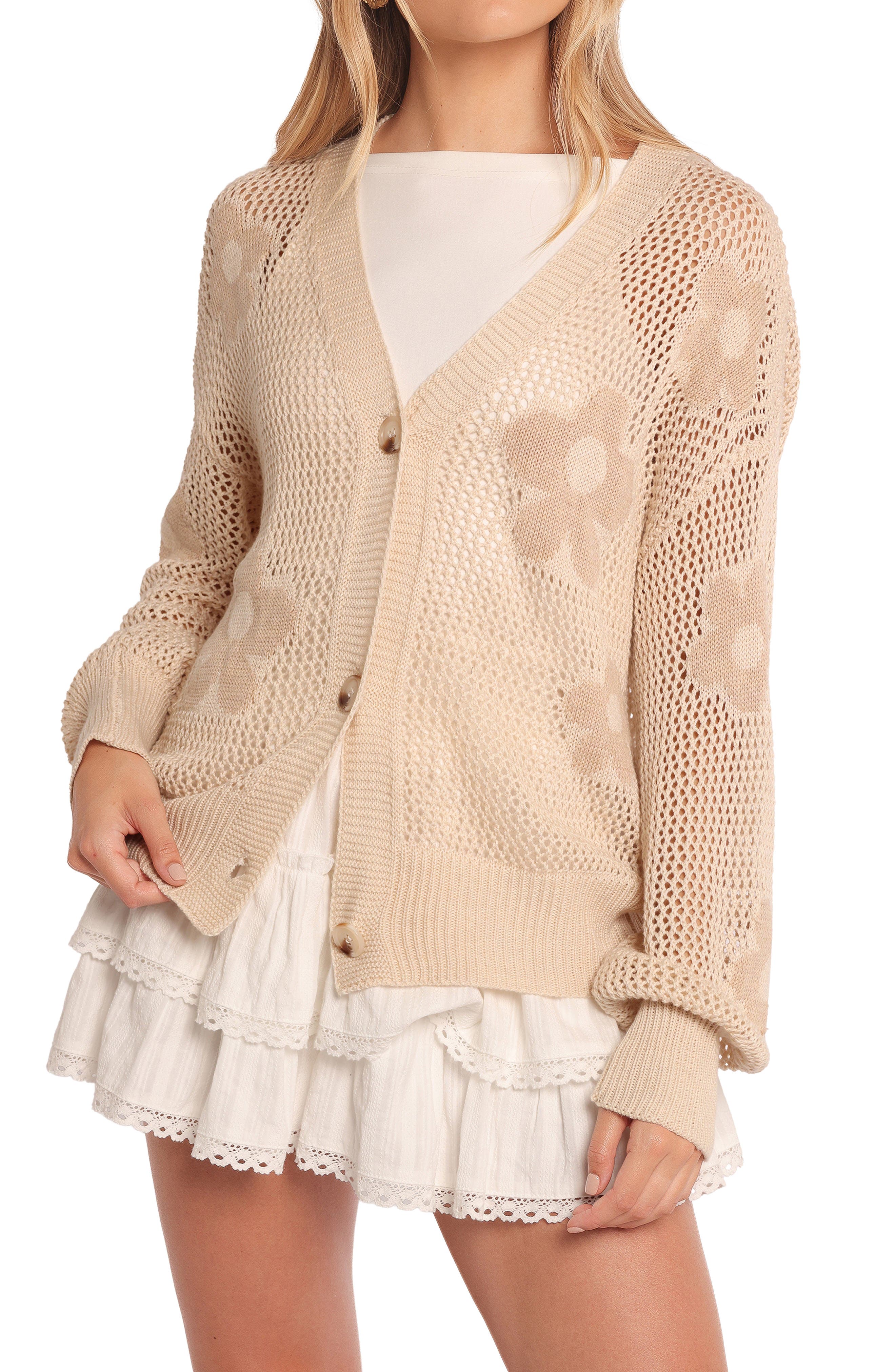 Petal & Pup Winslow Open Knit Flower Cardigan