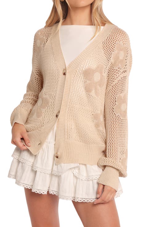 Winslow Open Knit Flower Cardigan