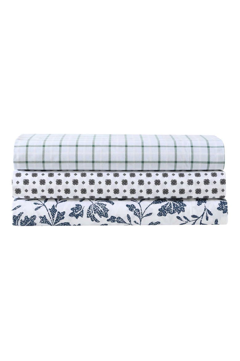 Classic Tattersall Plaid Sheet Set, Alternate, color, GREY/ WHITE/ GREEN