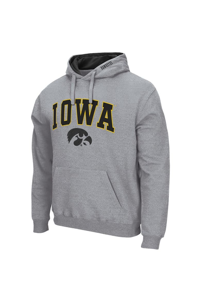 Men's Colosseum Heather Gray Iowa Hawkeyes Arch & Logo 3.0 Pullover Hoodie, Alternate, color, Heather Gray