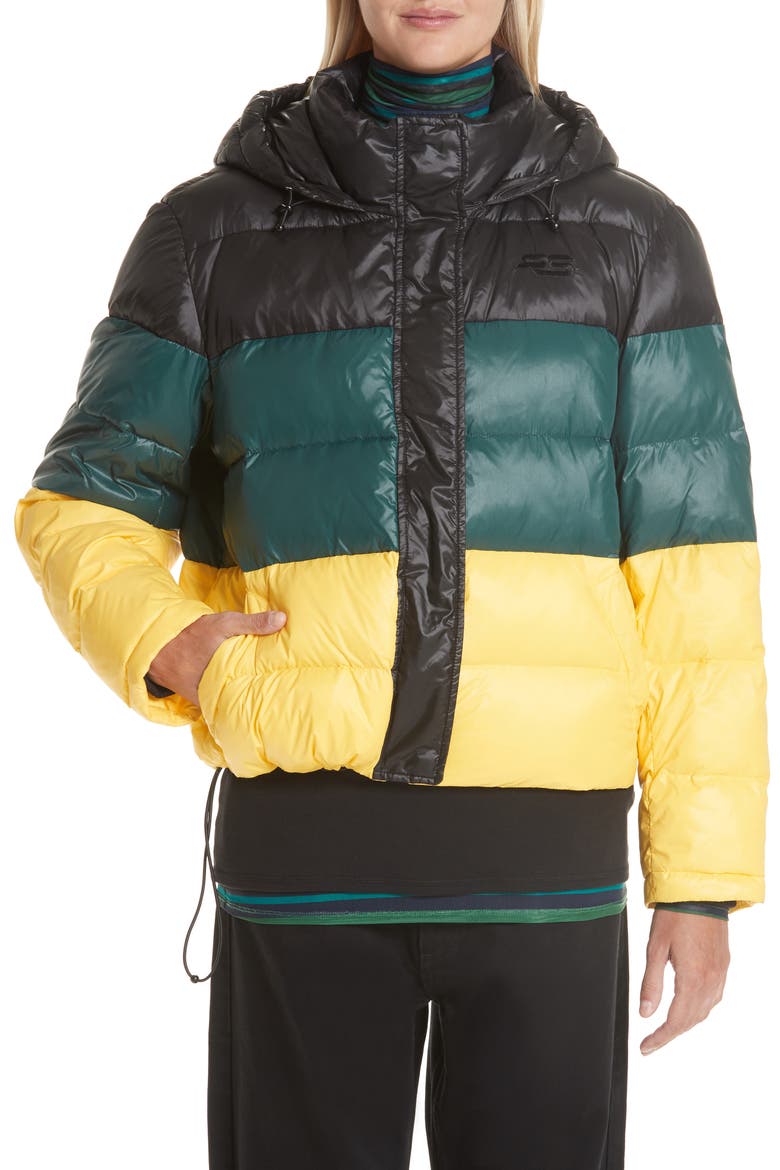 PSWL Colorblock Hooded Puffer Coat, Alternate, color, BLACK
