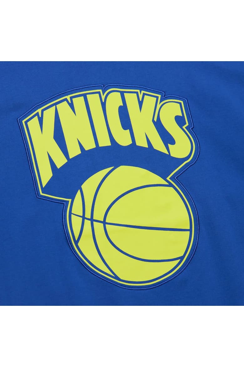 Men's Mitchell & Ness Blue New York Knicks Hardwood Classics Neon Nights Premium T-Shirt, Alternate, color, Blue