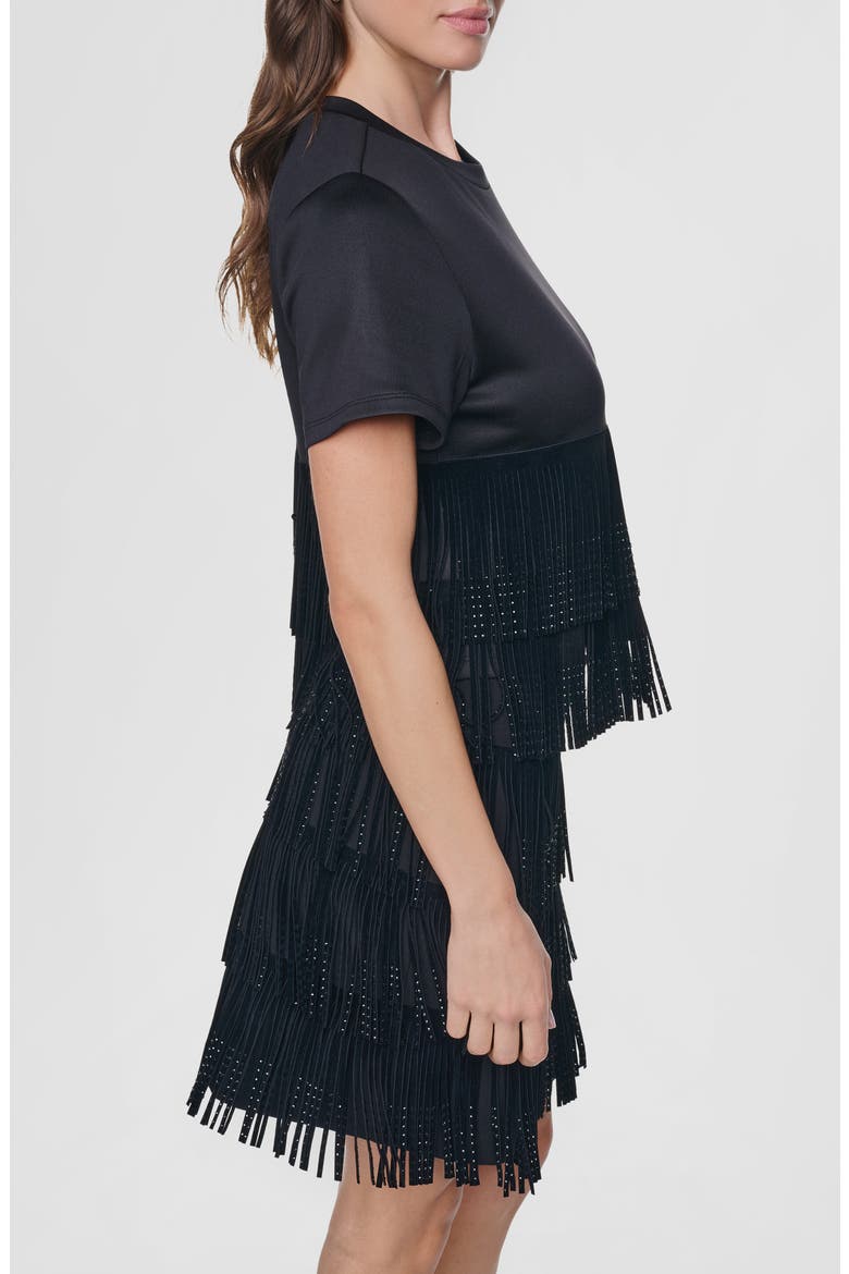 Rhinestone Fringe Dress, Alternate, color, BLACK