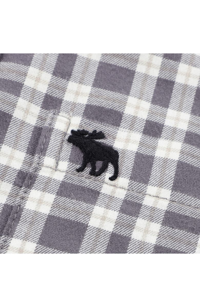 abercrombie kids Kids' Simple Life Plaid Cotton Button-Up Shirt, Alternate, color, Castlerock