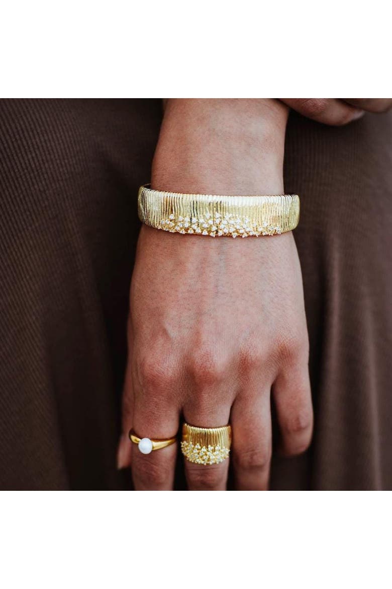 The Belgravia Pavé Cuff, Alternate, color, Gold
