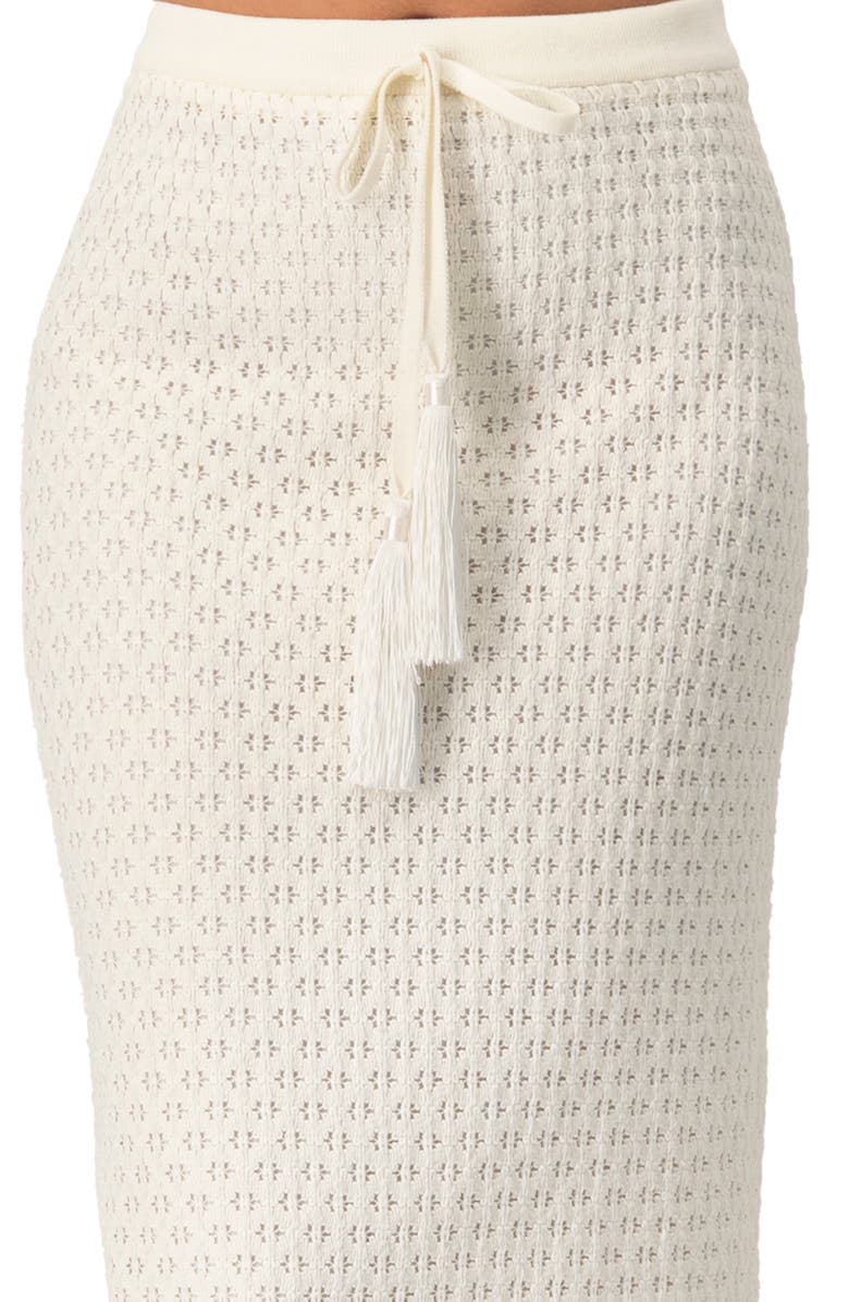 IVONNE Knit Midi Skirt with Tassel Tie Waist, Alternate, color, Natural