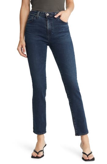 Shop Ag Mari High Waist Slim Straight Leg Jeans In Twilight