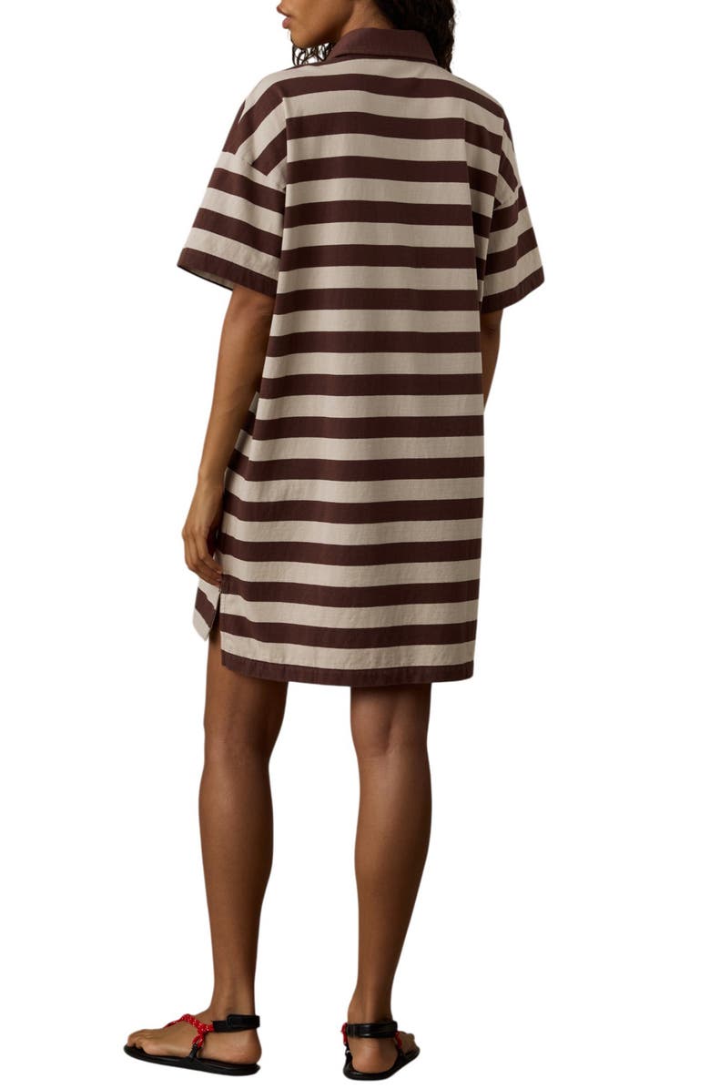 Faherty Stripe Cotton Polo Dress, Alternate, color, Espresso Stripe