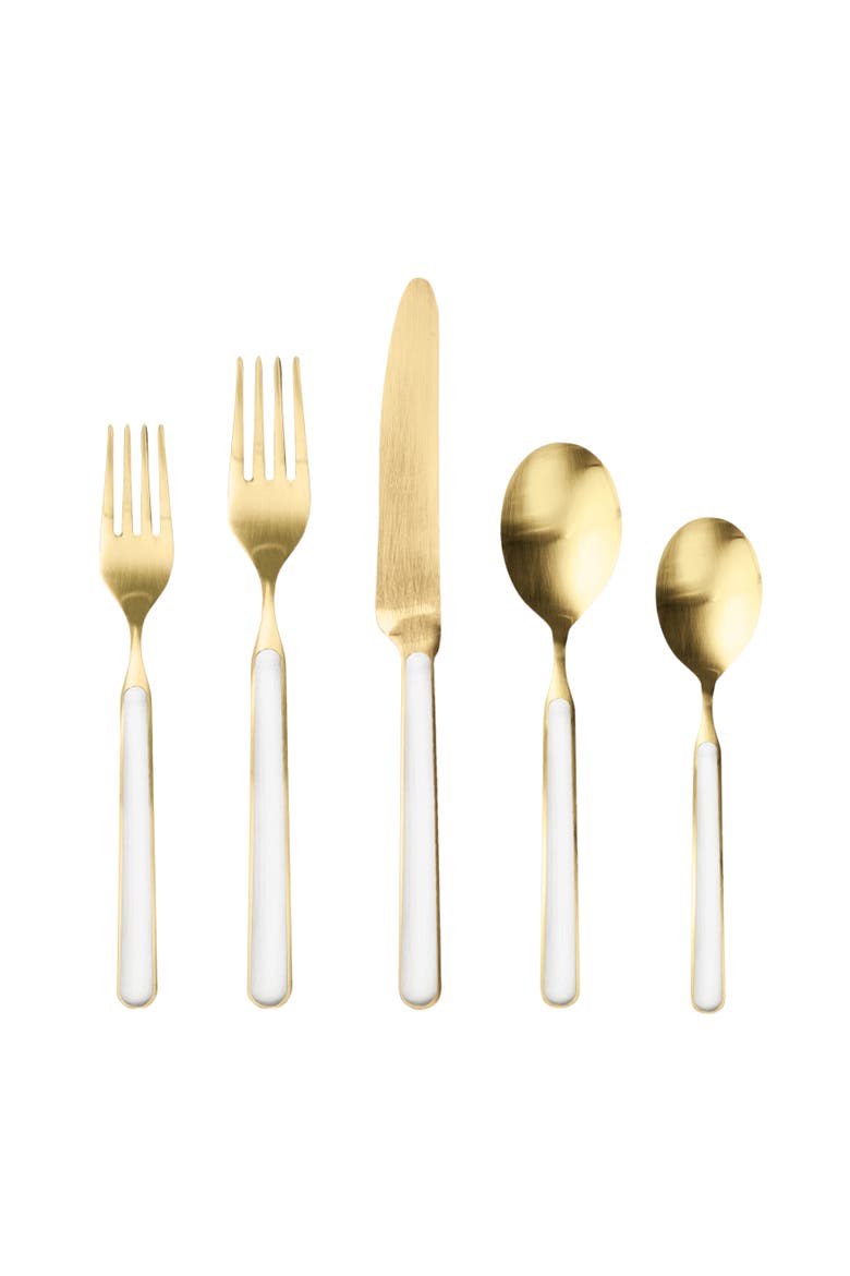 Fantasia Ice Gold Flatware  Set - 5 Pieces, Main, color, Porcelain