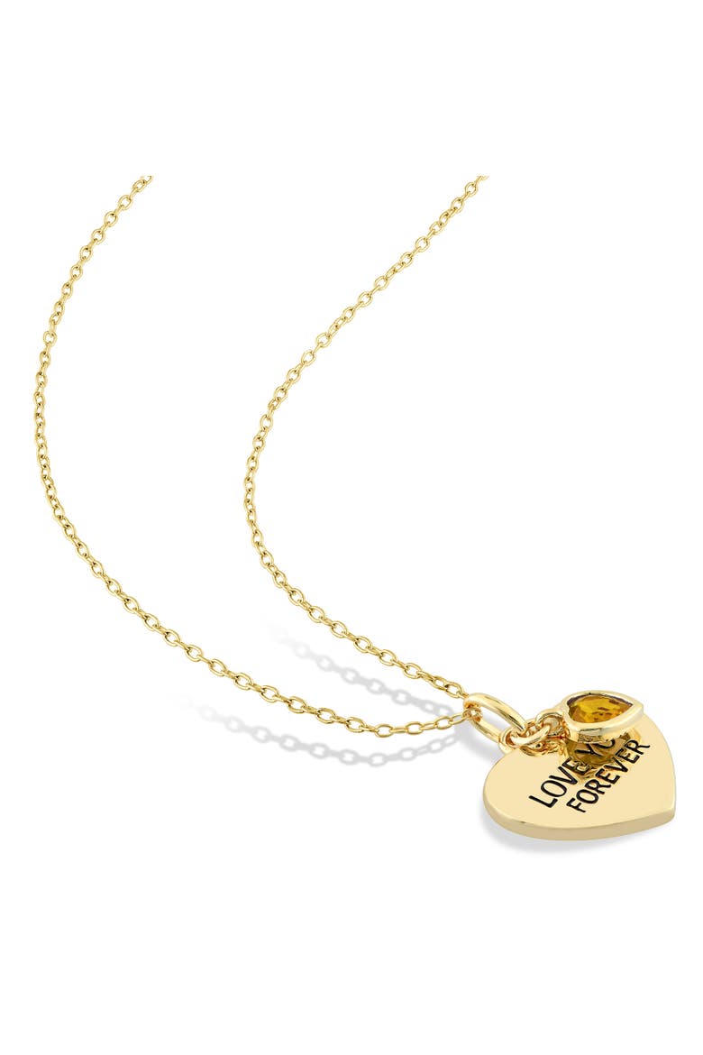 LOVE YOU FOREVER Heart Necklace Plated Silver, Alternate, color, Citrine