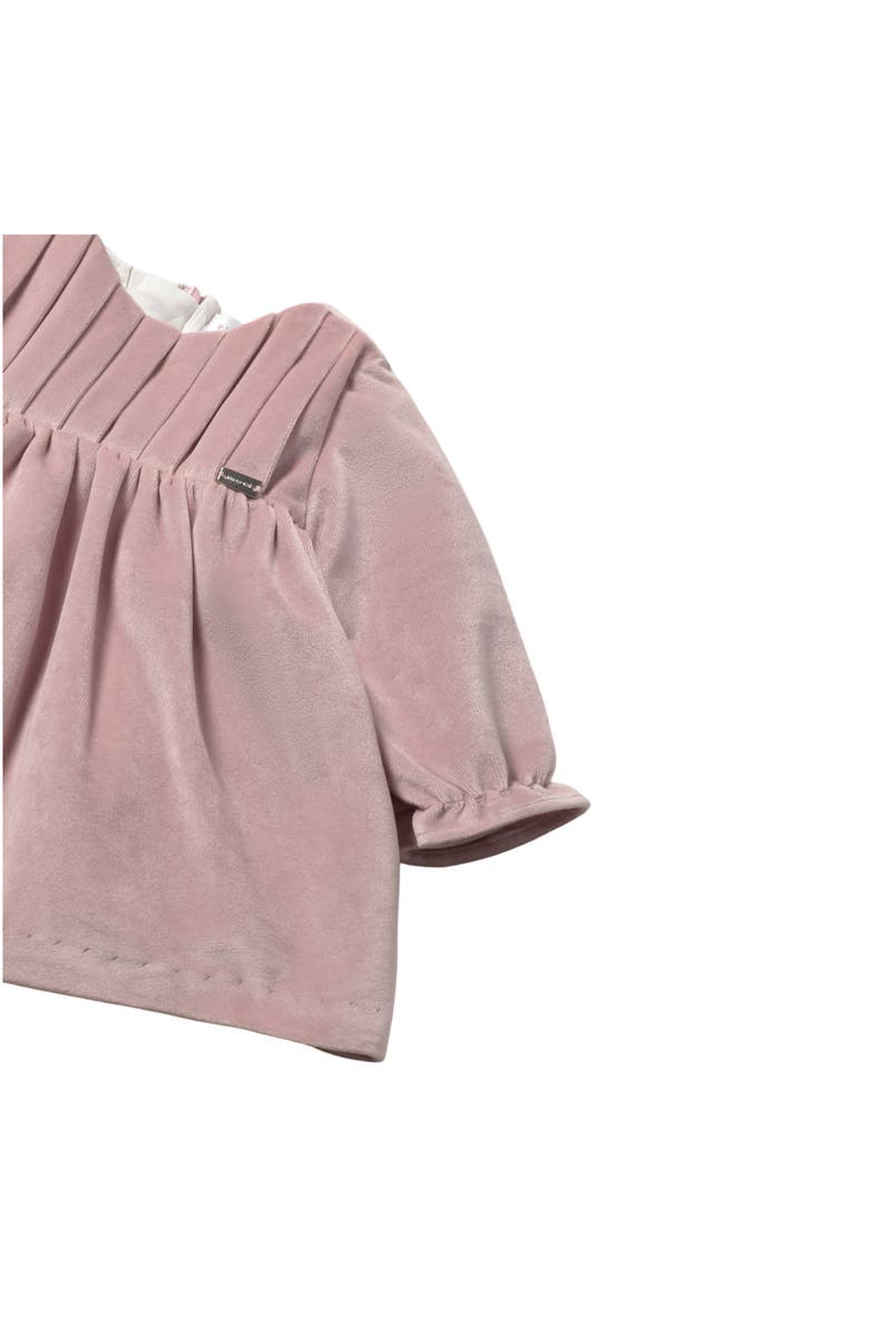 Mayoral Velvet Pleated Dress with Ruffle Cuffs, Alternate, color, Pink