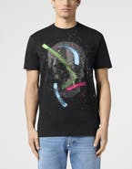 PHILIPP PLEIN Round Neck T-Shirt Paint Splash Skull Men
