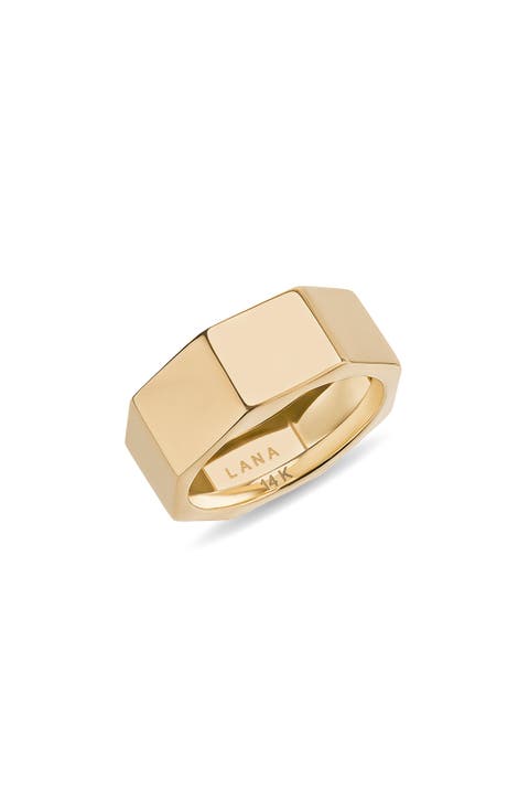 14K Gold Wide Rock Ring