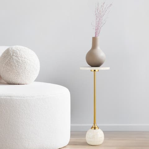 Evelyn Modern Glam Metal/Resin Mosaic Pedestal Drink Table