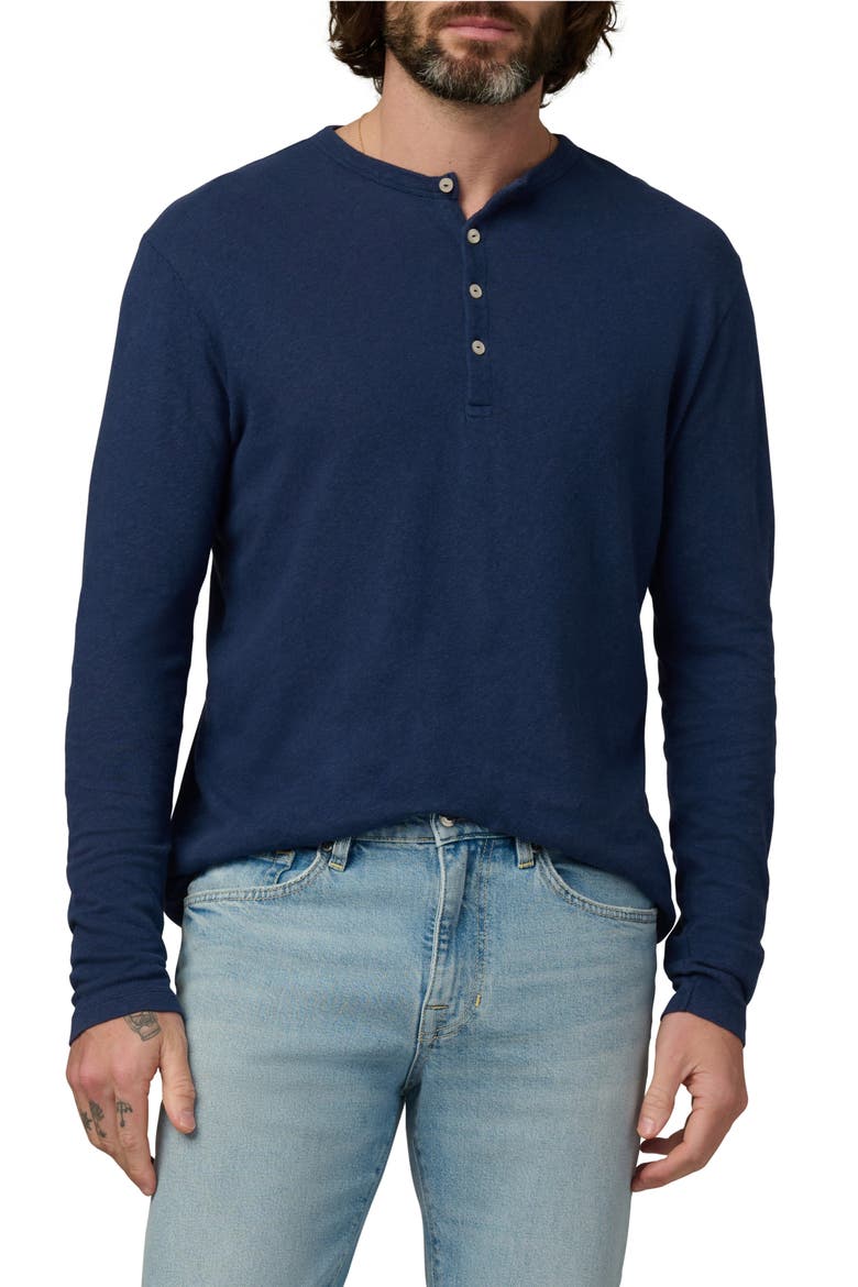 Long Sleeve Henley, Main, color, DRESS BLUES