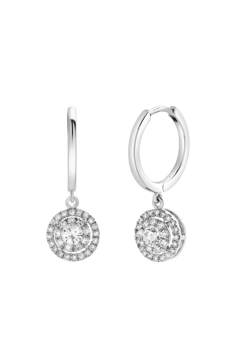 LuvMyJewelry Daphne Pave Round Diamond Drop Huggie Hoop Earrings in 14K Gold, Main, color, 14K White Gold