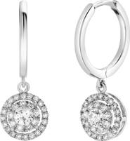 LuvMyJewelry Daphne Pave Round Diamond Drop Huggie Hoop Earrings in 14K Gold