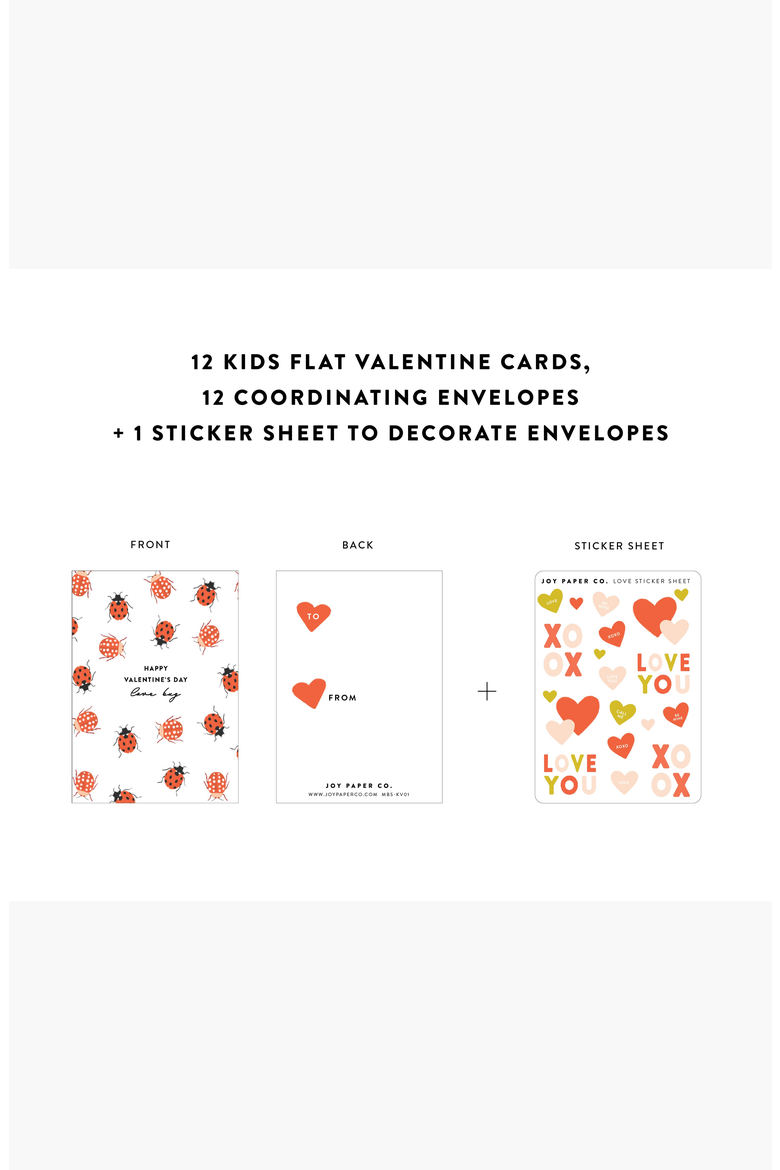 Love Bug Kids Mini Valentines Greeting Card Set, Alternate, color, Red / Black Ladybugs