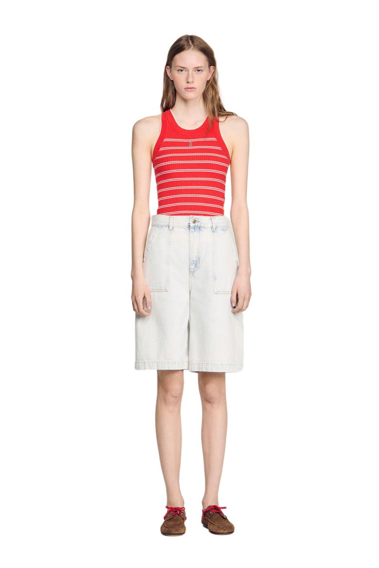 Washed denim Bermuda shorts, Alternate, color, Light bu jean