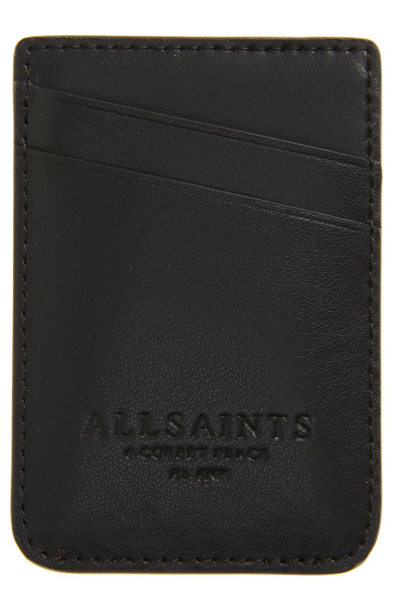 AllSaints Callie Leather Card Case, Main, color,