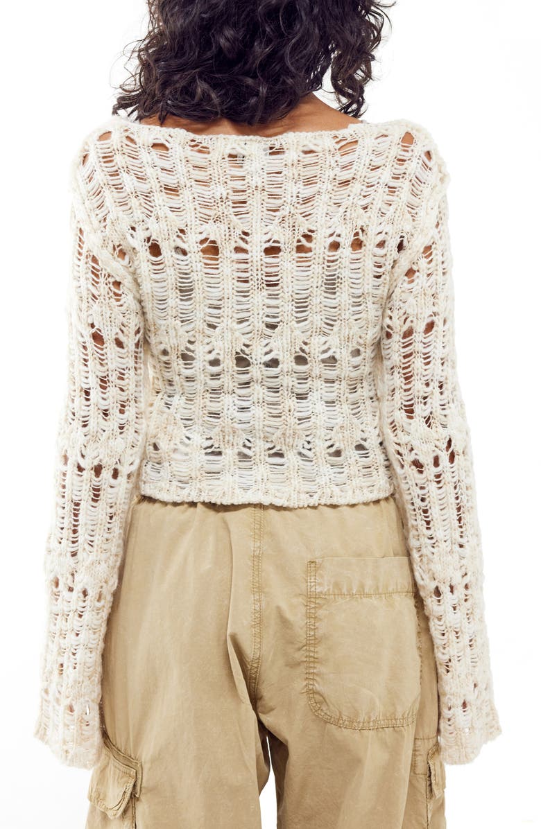 BDG Urban Outfitters Laddered Flute Long Sleeve Sweater, Alternate, color, Ecru