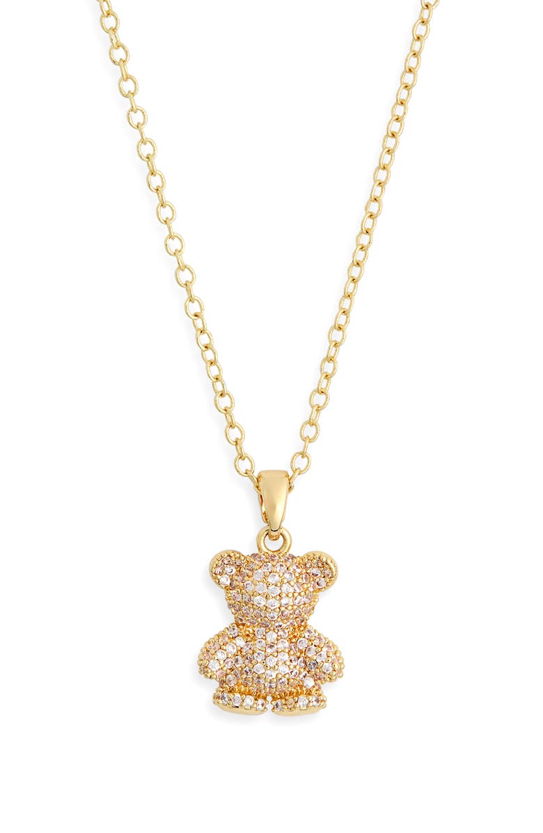 Leith Pavé CZ Teddy Bear Pendant Necklace, Alternate, color, 