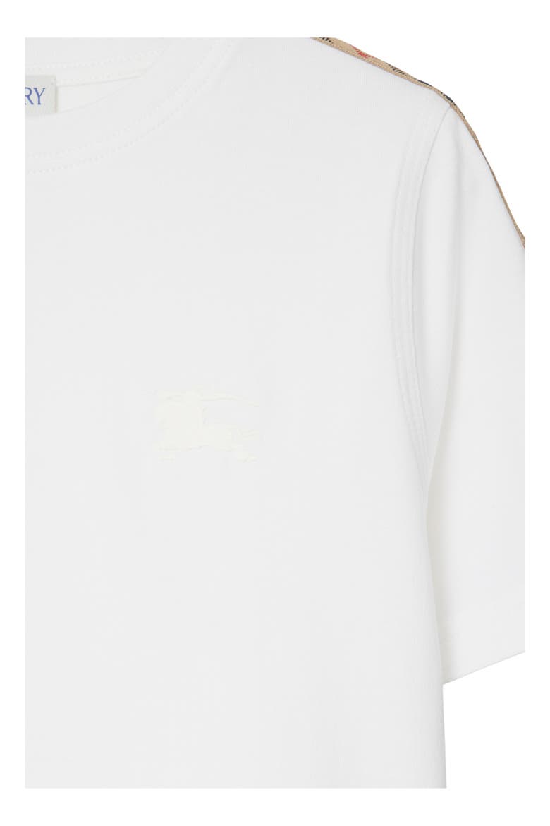 Check Trim Cotton T-shirt, Alternate, color, White
