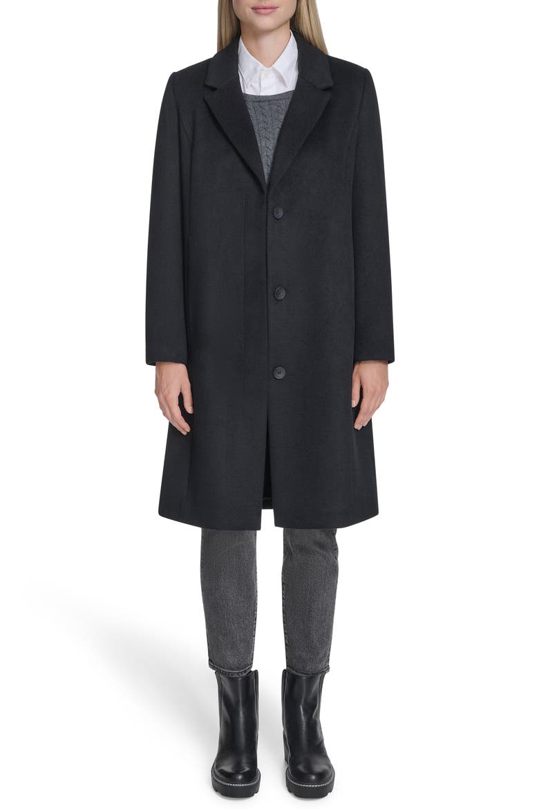 Slick Wool Blend Coat, Alternate, color, BLACK