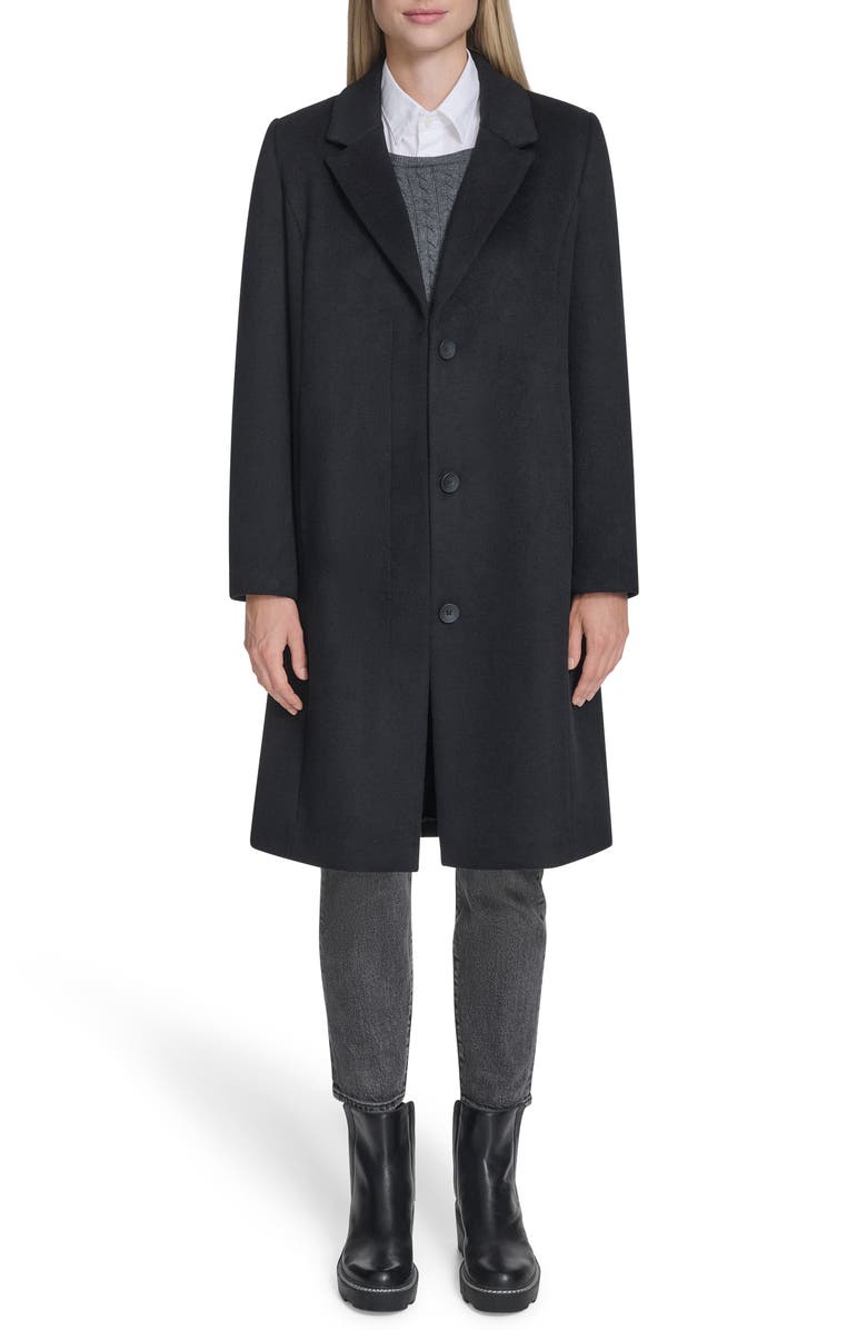 Cole Haan Slick Wool Blend Coat, Alternate, color, Black