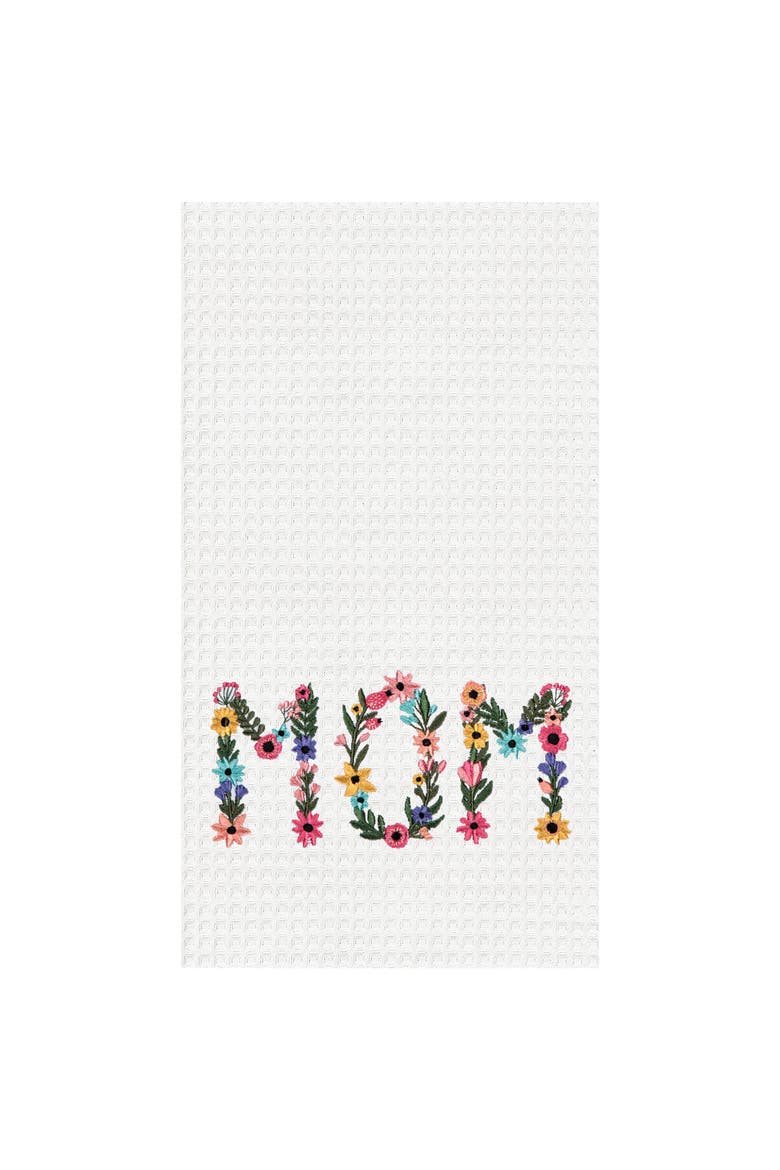 Floral Mom Kitchen and Bathroom Embroidered Waffle Hand Towel, Main, color, Pink