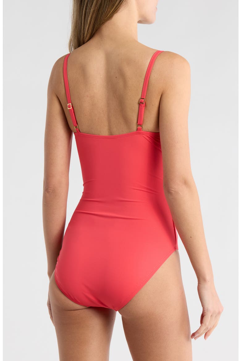 IG Asymmetric One-Piece Swimsuit, Alternate, color, GUAVA