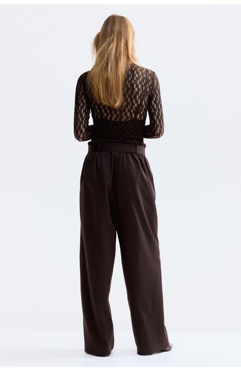 H&M Belted Trousers, Alternate, color, Dark Brown