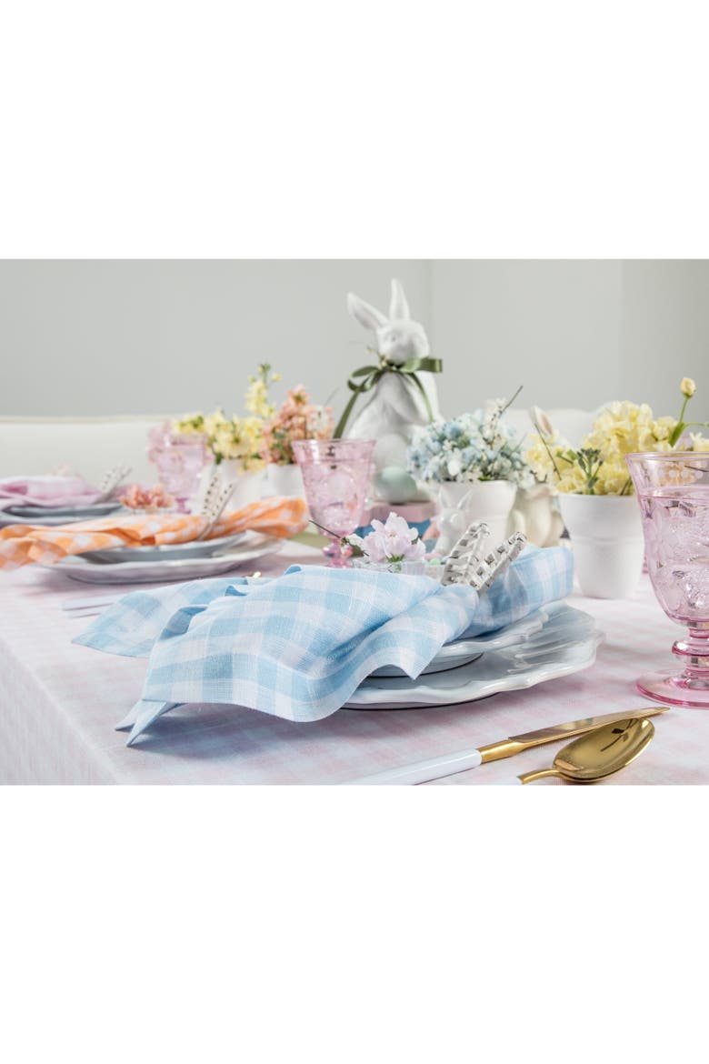 Linen Dinner Napkins Set of 4, 20 x 20" - Gingham Check, Alternate, color, Blue Bell