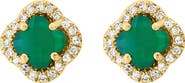 EFFY 14K Yellow Gold Green Onyx & Diamond Halo Quatrefoil Stud Earrings - 0.10ct.