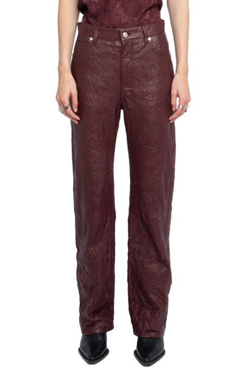 Evy Crushed Lambskin Leather Pants
