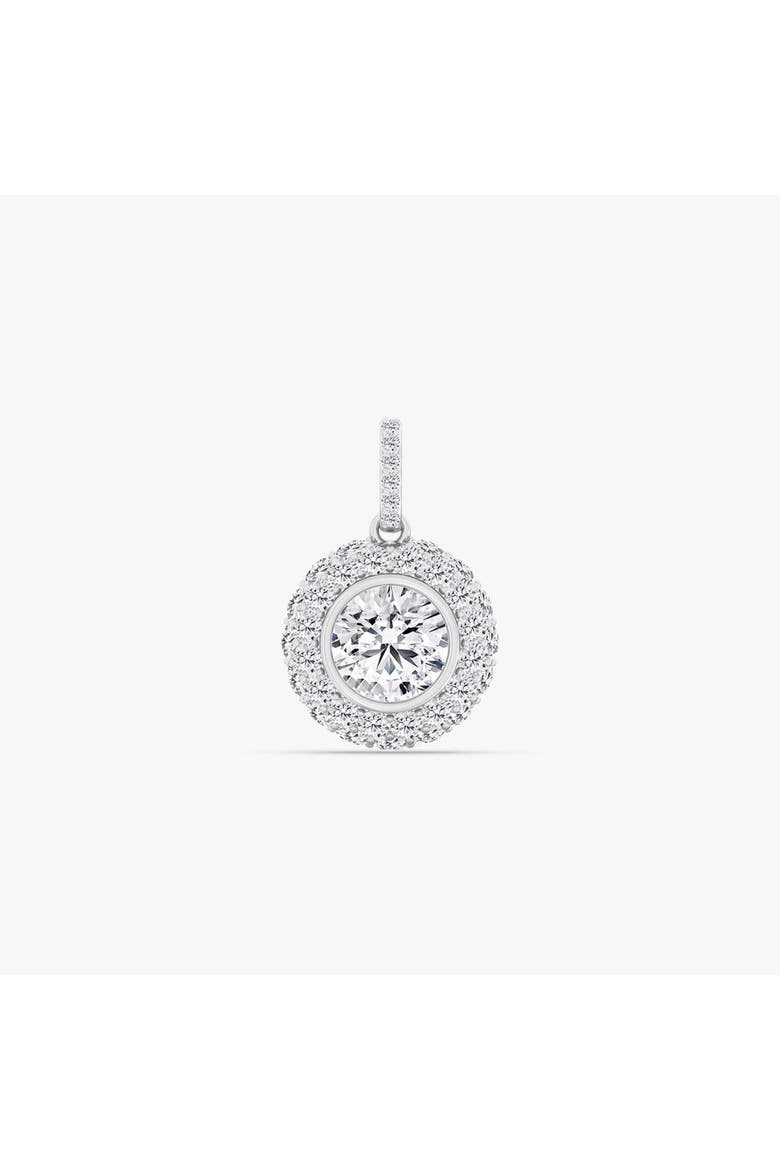 Round Pavé Domed Lab Diamond Pendant in 14K, Main, color, White Gold