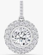 Everlee Round Pavé Domed Lab Diamond Pendant in 14K