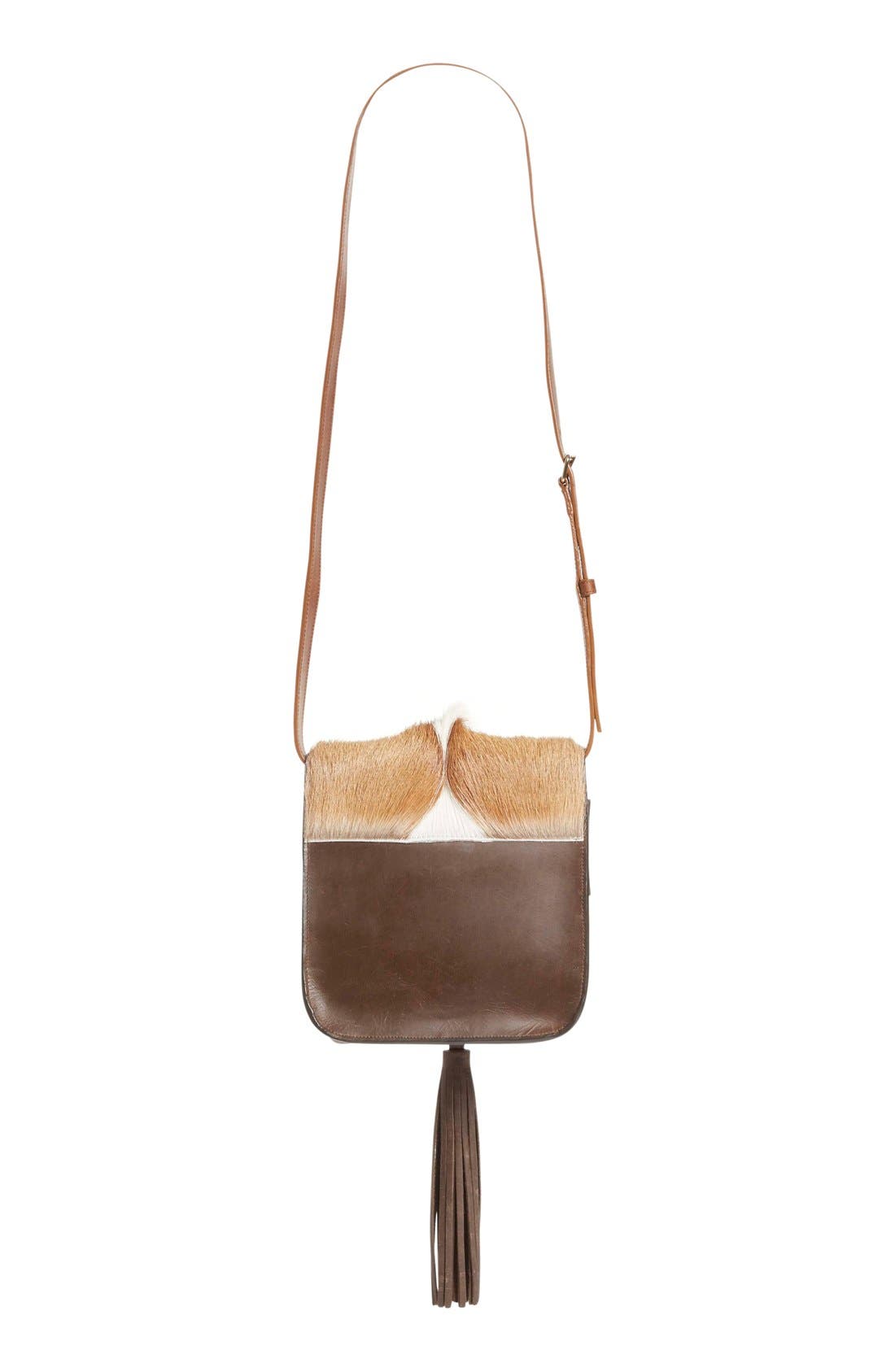'Palma' Springbok & Leather Crossbody Bag, Alternate, color, BROWN/ NATURAL