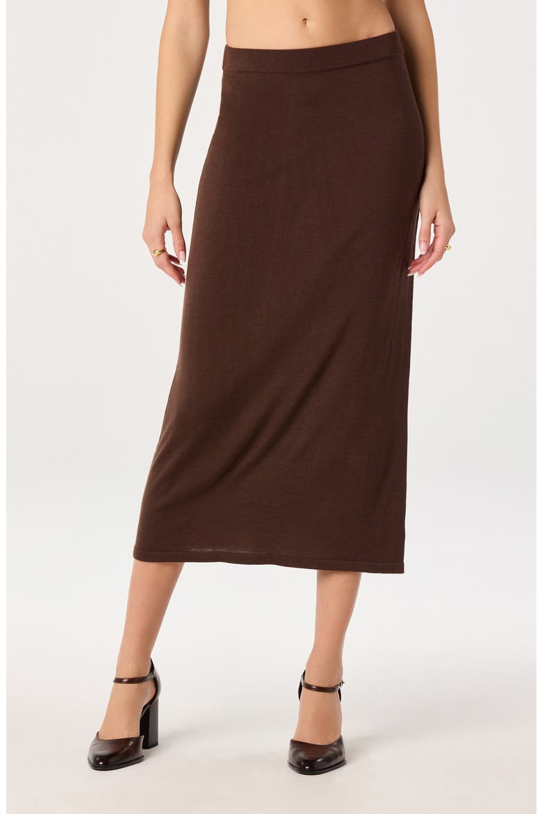 Deora Sweater Midi Skirt, Main, color, BROWN