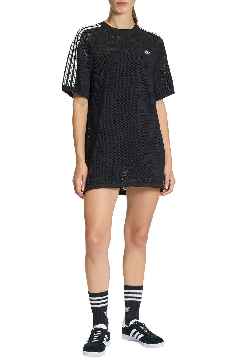 adidas Originals Open Knit Minidress, Main, color, Black