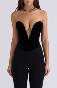 HOUSE OF CB Vienne Plunge Neck Stretch Velvet Corset