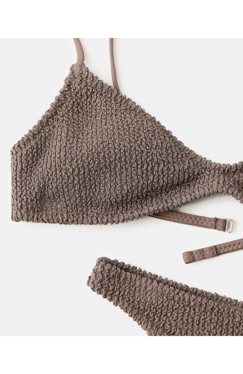 MANGO Classic Textured Bikini Bottoms, Alternate, color, Light/ Pastel Brown