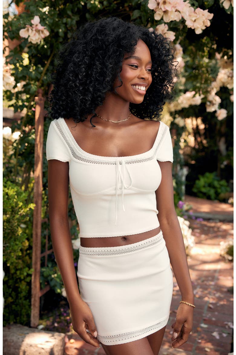 Nola Square Neck Crop Top, Alternate, color, IVORY