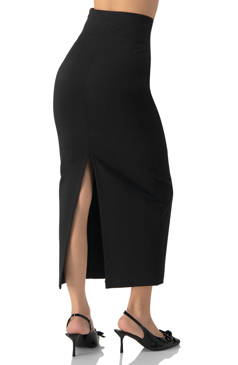 IVONNE Midi Pencil Skirt with Back Slit, Alternate, color, Black