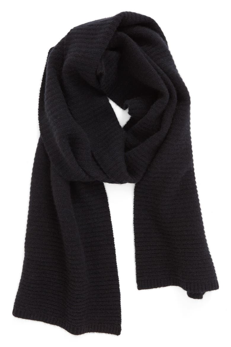 Ribbed Cashmere Muffler, Main, color, BLACK
