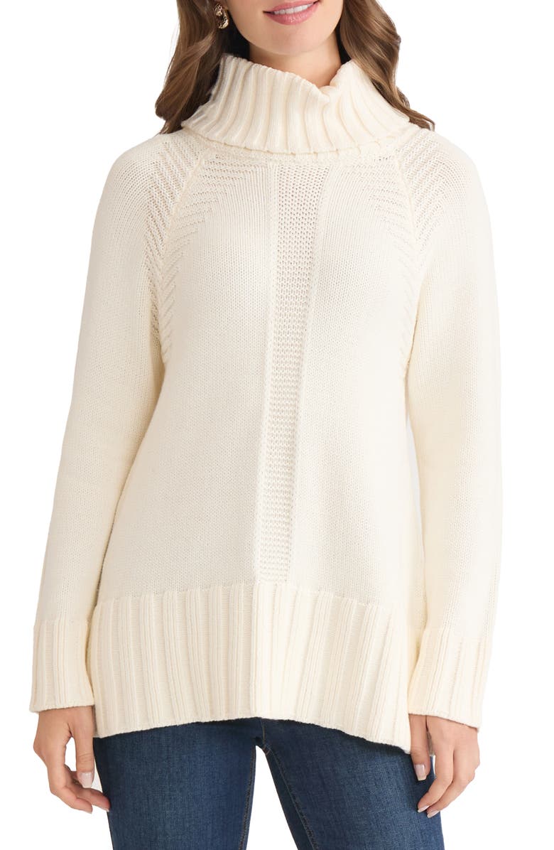 Jones New York Mixed Stitch Turtleneck Sweater, Main, color,