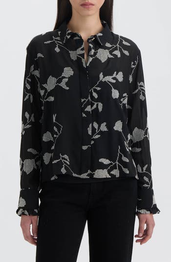 Nvlt Embroidered Button-up Shirt In Blue