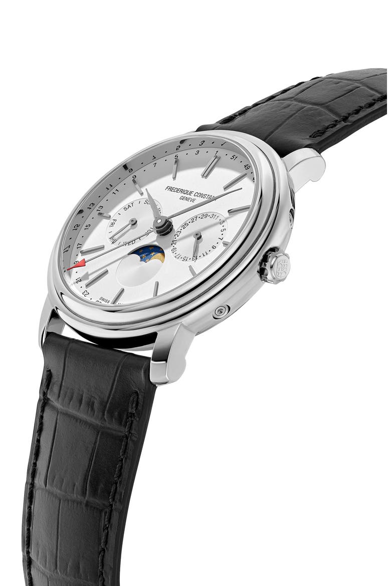Classic Business Timer Leather Strap Watch, 40mm, Alternate, color, BLACK