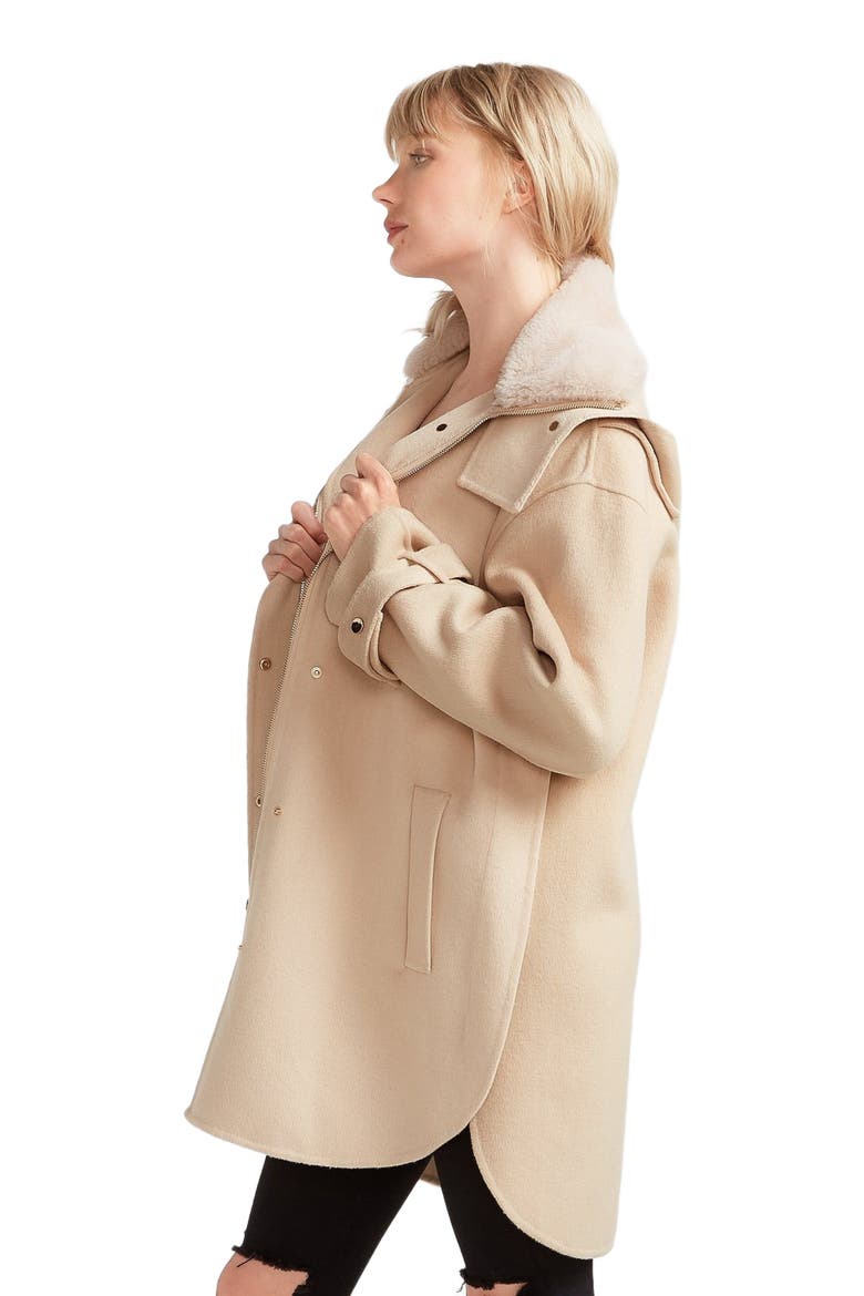 Heavy Hearted Detachable Hooded Coat, Alternate, color, Pale Oat